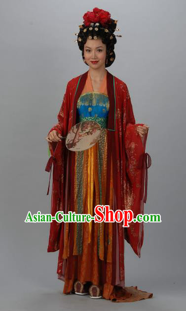 Chinese Ancient Tang Dynasty Imperial Consort Qin of Li Xian Hanfu Dress Historical Costume for Women