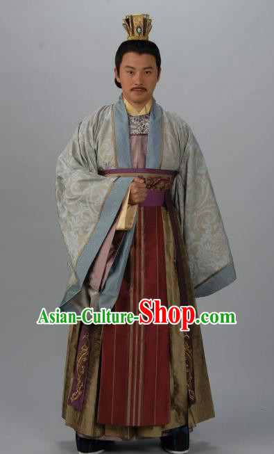 Chinese Ancient Tang Dynasty Emperor Zhongzong Li Xian Replica Costume for Men