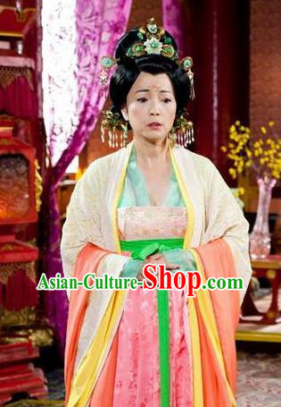 Chinese Ancient Tang Dynasty Princess Royal Ning Embroidered Dress Historical Costume for Women