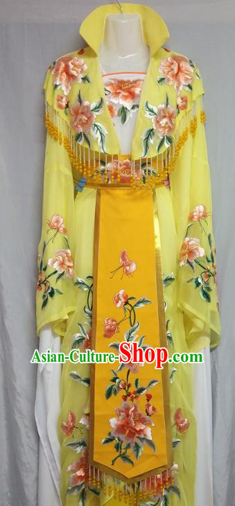 Top Grade Chinese Beijing Opera Actress Yellow Dress China Peking Opera Diva Embroidered Costume