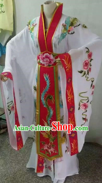 Top Grade Chinese Beijing Opera Diva White Dress China Peking Opera Empress Embroidered Costume
