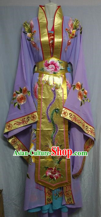 Top Grade Chinese Beijing Opera Diva Purple Dress China Peking Opera Empress Embroidered Costume