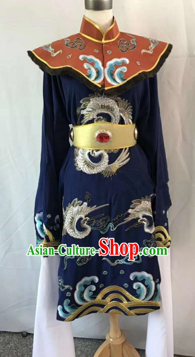 Top Grade Chinese Beijing Opera Martial Arts Female Navy Dress China Peking Opera Warrior Embroidered Costume