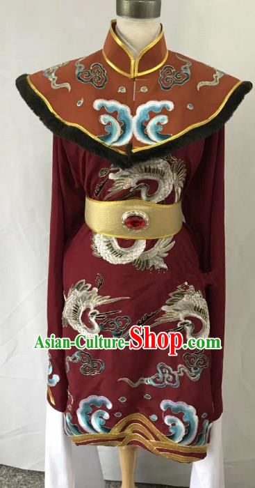 Top Grade Chinese Beijing Opera Martial Arts Female Wine Red Dress China Peking Opera Warrior Embroidered Costume