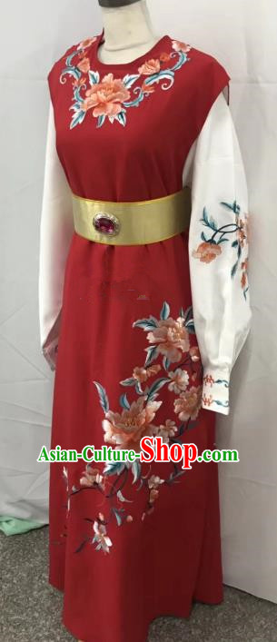Chinese Beijing Opera Scholar Jia Baoyu Costume Peking Opera Niche Red Embroidery Robe for Adults