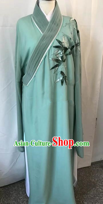 Chinese Beijing Opera Scholar Costume Peking Opera Niche Green Embroidery Robe for Adults