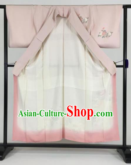 Japan Traditional Pink Kimono Furisode Kimono Ancient Yukata Dress Formal Costume for Women