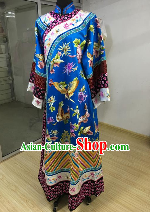 China Traditional Qing Dynasty Manchu Imperial Concubine Embroidered Dress Costume for Women
