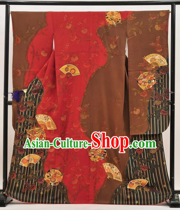 Ancient Japanese Geisha Palace Furisode Kimonos Traditional Yukata Dress Costume for Women