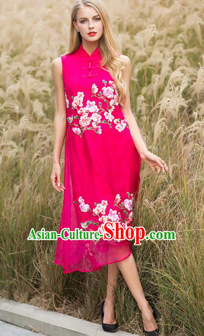Traditional Ancient Chinese Young Women Cheongsam Dress Republic of China Tangsuit Stand Collar Blouse Dress Tang Suit Clothing