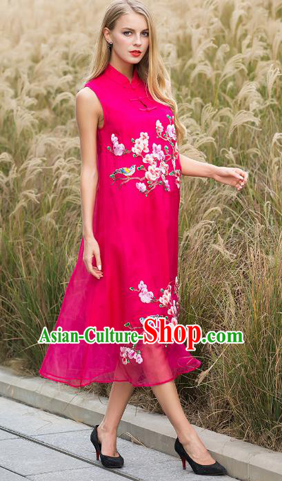 Traditional Ancient Chinese Young Women Cheongsam Dress Republic of China Tangsuit Stand Collar Blouse Dress Tang Suit Clothing