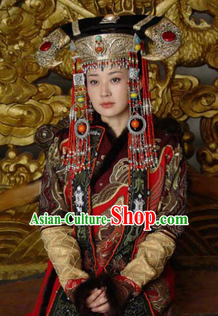 Chinese Traditional Mongolian Lady Historical Costume China Qing Dynasty Empress Dowager Xiaozhuang Clothing