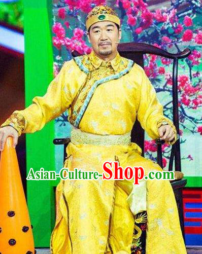 Chinese Traditional Historical Costume China Qing Dynasty Kangxi Emperor Embroidered Informal Clothing