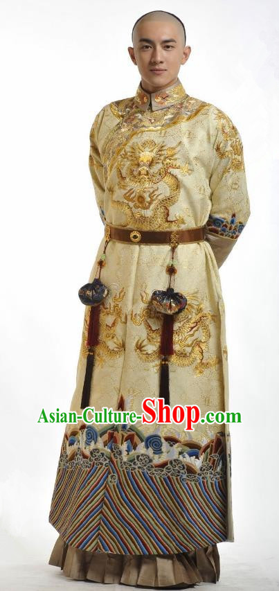 Chinese Traditional Kangxi Fourteen Prince Yinzhen Historical Costume China Qing Dynasty Embroidered Clothing