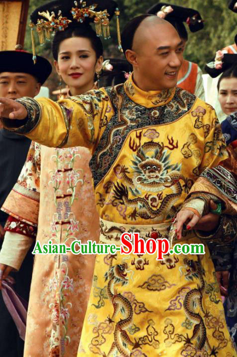 Chinese Traditional Kangxi Emperor Historical Costume China Qing Dynasty Majesty Dragon Robe Clothing