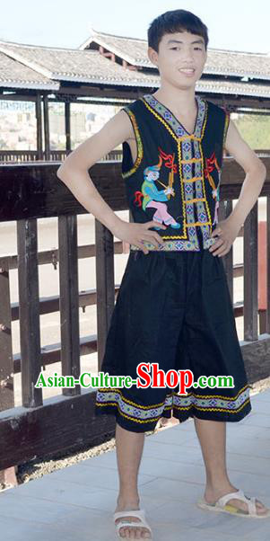 Traditional Chinese Miao Minority Nationality Costume Hmong Folk Dance Clothing for Men