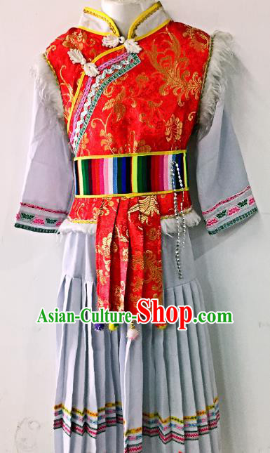 Traditional Chinese Bai Nationality Costume China Bai Ethnic Minority Embroidered Clothing for Women