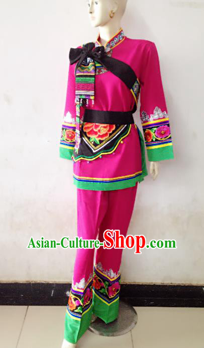 Traditional Chinese Yi Nationality Dance Costume Folk Dance Ethnic Clothing for Women