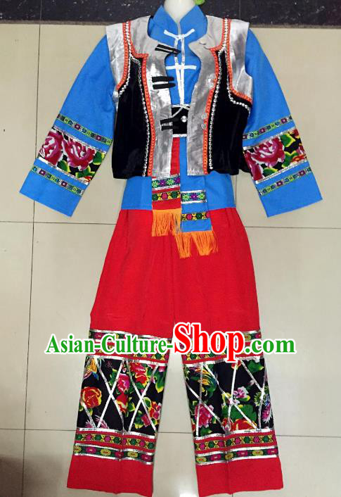 Traditional Chinese Nationality Costume Ethnic Folk Dance Embroidered Clothing for Men