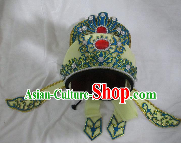 Traditional Chinese Beijing Opera Niche Hair Accessories Yellow Hats Peking Opera Young Men Headwear