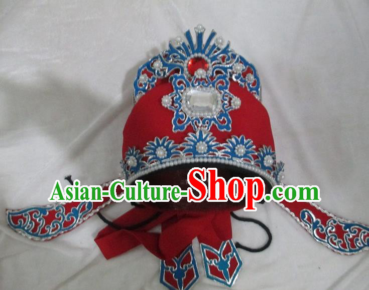 Traditional Chinese Beijing Opera Niche Hair Accessories Red Hats Peking Opera Young Men Headwear