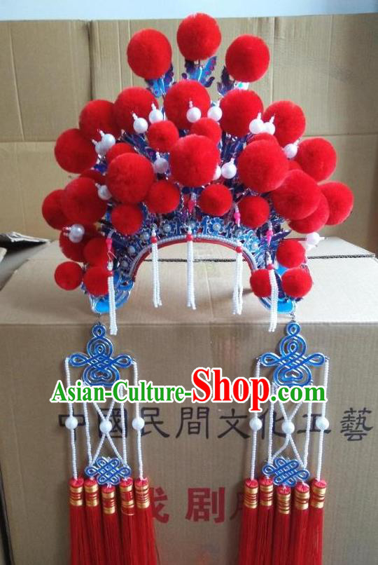 Traditional Chinese Beijing Opera Bride Red Phoenix Coronet Peking Opera Actress Headwear