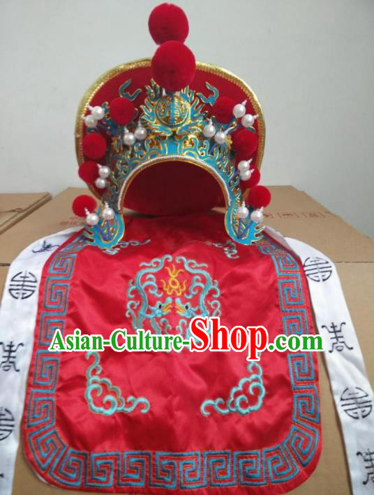Traditional Chinese Sichuang Opera Changing Faces Red Hats Peking Opera Headwear