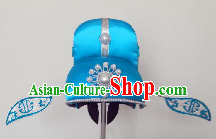 Traditional Chinese Beijing Opera Niche Blue Hats Peking Opera Young Men Headwear