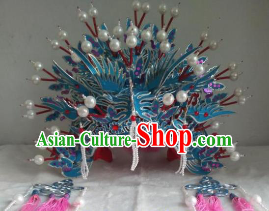 Traditional Chinese Beijing Opera Diva Wedding Phoenix Coronet Hair Accessories Peking Opera Actress Hats Headwear