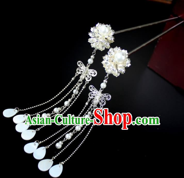 Chinese Ancient Handmade Hair Accessories Hairpin Tassel Step Shake Hair Fascinators Hairpins for Women
