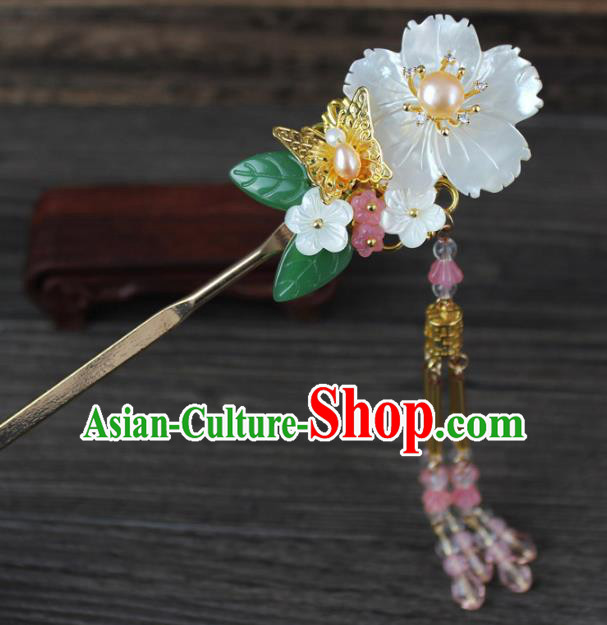 Chinese Ancient Handmade Hair Accessories Pink Beads Tassel Hairpins for Women