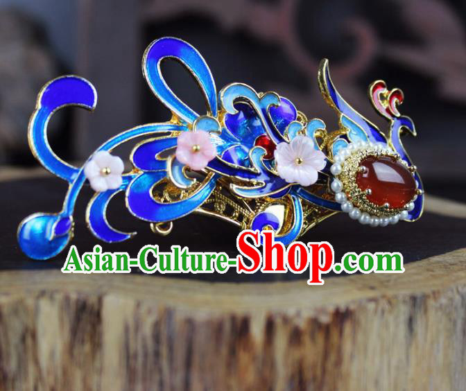 Chinese Ancient Handmade Hair Accessories Blueing Phoenix Hairpins for Women