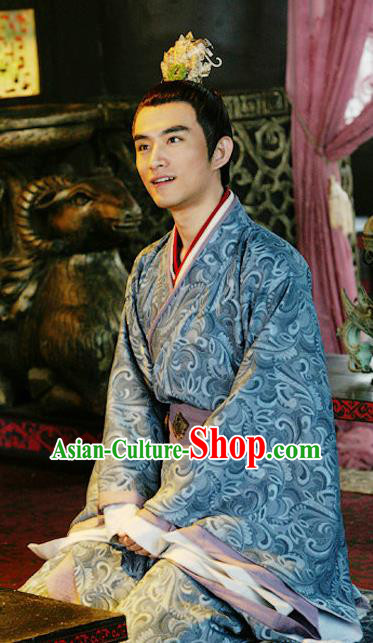 Traditional Ancient Chinese Han Dynasty Royal Highness Liu Wu Replica Costume for Men