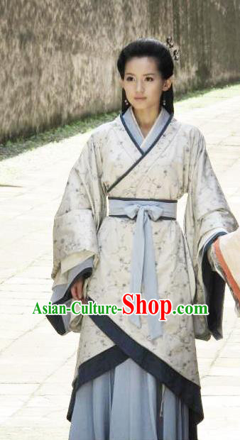 Ancient Traditional Chinese Han Dynasty Queen Zhang Yan Replica Costume Hanfu Dress for Women