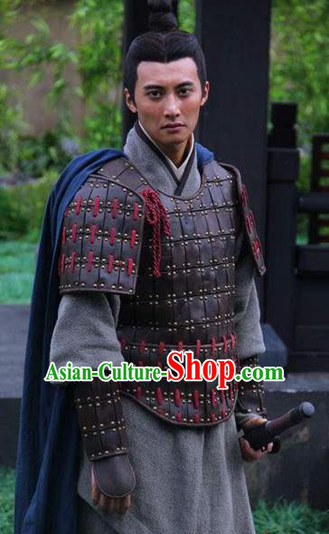 Traditional Ancient Chinese Han Dynasty General Li Yi Helmet and Armour Replica Costume for Men