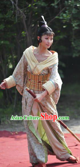 Ancient Chinese Han Dynasty Court Maid Hanfu Dress Replica Costume for Women