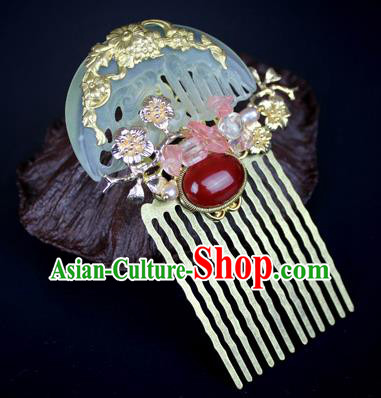 Chinese Ancient Handmade Hair Accessories Classical Hairpins Wedding Jade Hair Comb for Women