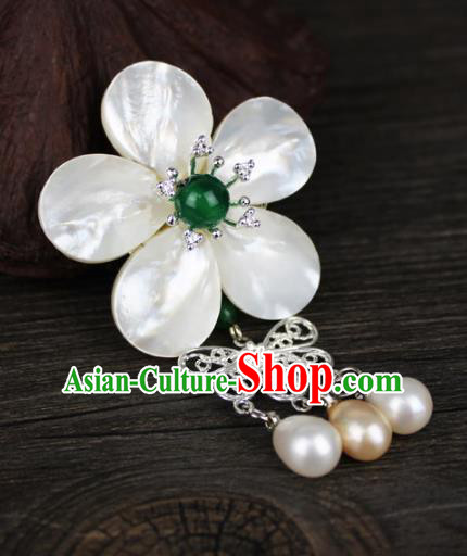 Chinese Ancient Handmade Accessories Pearls Tassel Brooch for Women
