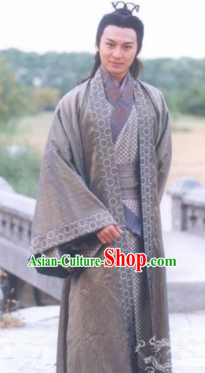 Traditional Chinese Han Dynasty Military Officer General Li Ling Replica Costume for Men