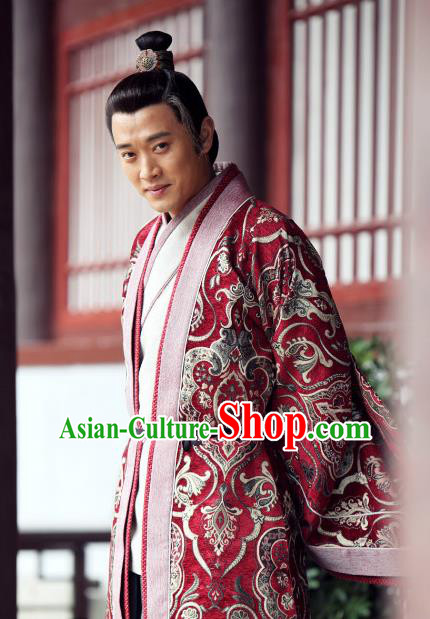 Chinese Ancient Warring States Period Wei Kingdom Royal Highness Zhong Hao Replica Costume for Men