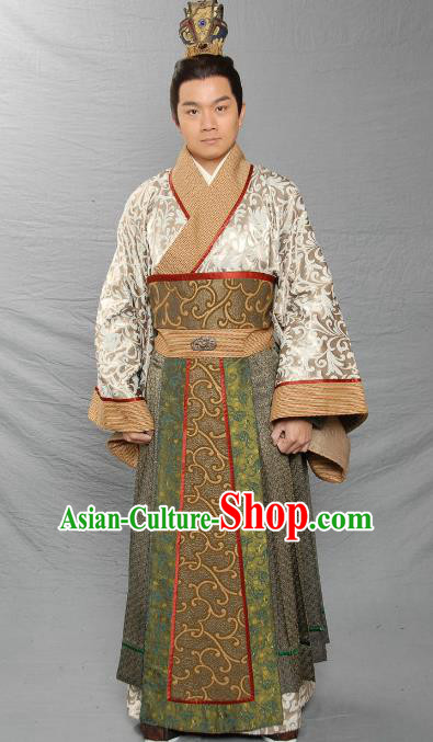 Chinese Ancient Eastern Han Dynasty Swordsman Feudal Lord Liu Qi Replica Costume for Men