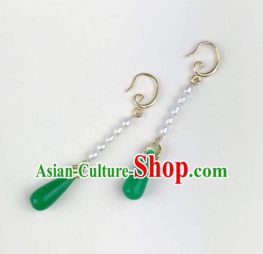 Chinese Ancient Handmade Accessories Earrings Pearls Eardrop for Women