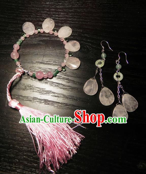 Chinese Handmade Ancient Accessories Crystal Bracelets and Earrings for Women
