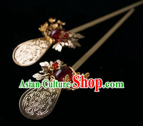 Chinese Ancient Handmade Fine Copper Hanfu Hairpins Hair Accessories for Women