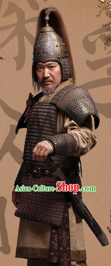 Chinese Ancient Eastern Han Dynasty Warlord Yuan Shao Historical Costume for Men