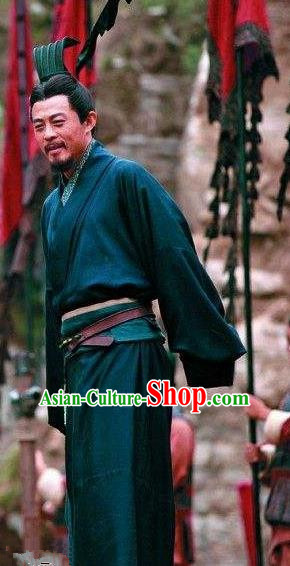 Chinese Ancient Three Kingdoms Period Shu State King Liu Bei Historical Costume for Men