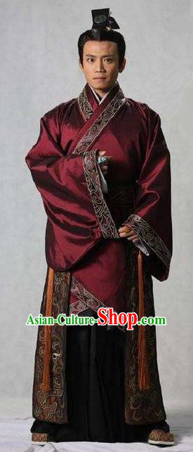 Chinese Ancient Han Dynasty Minister Marquis Shangguan Jie Historical Costume for Men