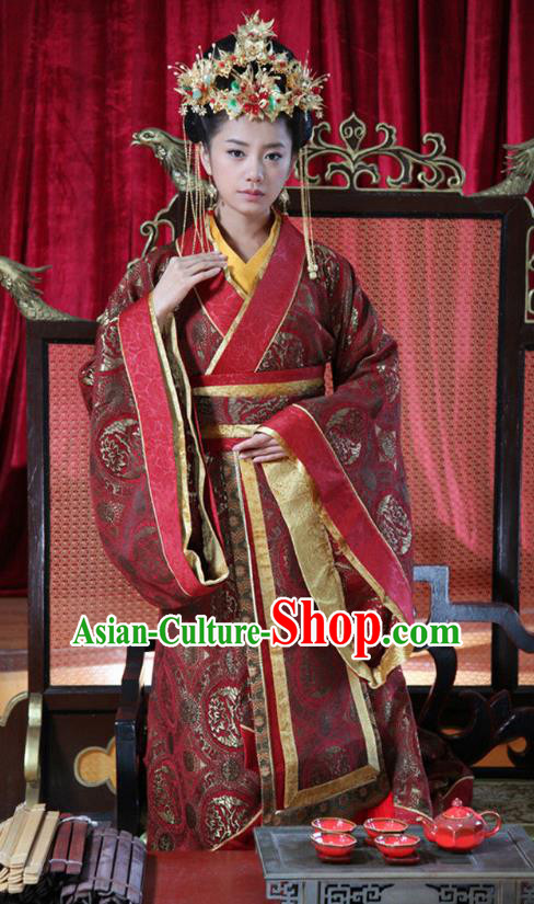 Chinese Spring and Autumn Period Wei State Princess Consort Wedding Hanfu Dress Ancient Palace Queen Replica Costume for Women