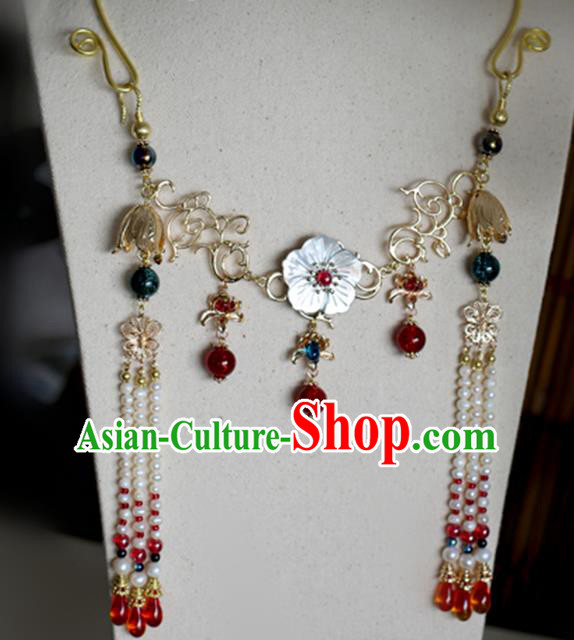 Chinese Handmade Ancient Jewelry Accessories Conophytum Pucillum Hanfu Tassel Necklace for Women