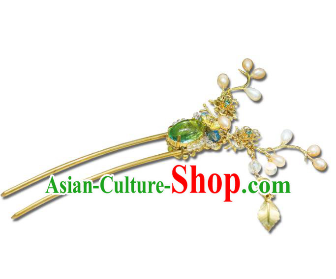 Chinese Ancient Handmade Hanfu Pearls Hairpins Palace Lady Hair Clip Hair Accessories for Women